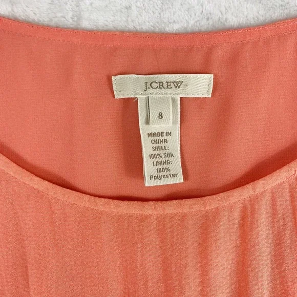 J. Crew 100% Silk Blouse Top Sz 8 Coral Pink Sleeveless Ruffles Coastal Accent - Picture 2 of 9